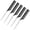 5 Pack, variant on Professional 8.8 Inch Tail Comb - Black Carbon Fiber And Stainless Steel Pintail - Anti Static And Heat Resistant Teasing Lightweight Comb For All Hair Types