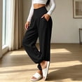 thumbnail image 4 of cocolona Womens High Waist Yoga Pants Elastic Waist Straight Slim Leg Gym Workout Pants with Pockets, 4 of 5
