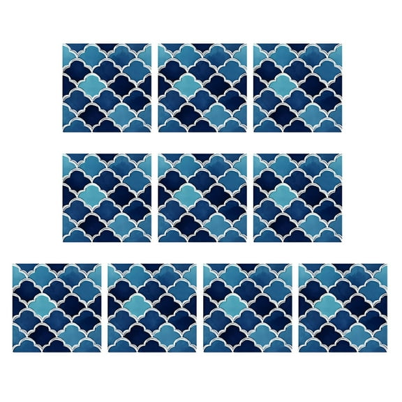 LAMIRO Peel and Stick Backsplash 10-Sheet Waterproof Arabesque Wall Tiles Peel and Stick on Tiles Backsplash for Kitchen Peel and Stick Tile for Bathroom Kitchen Cabinet Shower 4"x4" Dark Blue