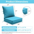 thumbnail image 2 of Snubbull Outdoor Deep Seat Cushion Set, 2 Pieces 24"x24"x6.5" Patio Furniture Replacement Cushions with Tie Straps, Waterproof Fade Resistant Removable Zipper Cover, Lake Blue, 2 of 7