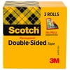 Scotch 665 Double-Sided Tape, 1/2" x 900", 1" Core, Clear, 2/Pack -MMM6652PK