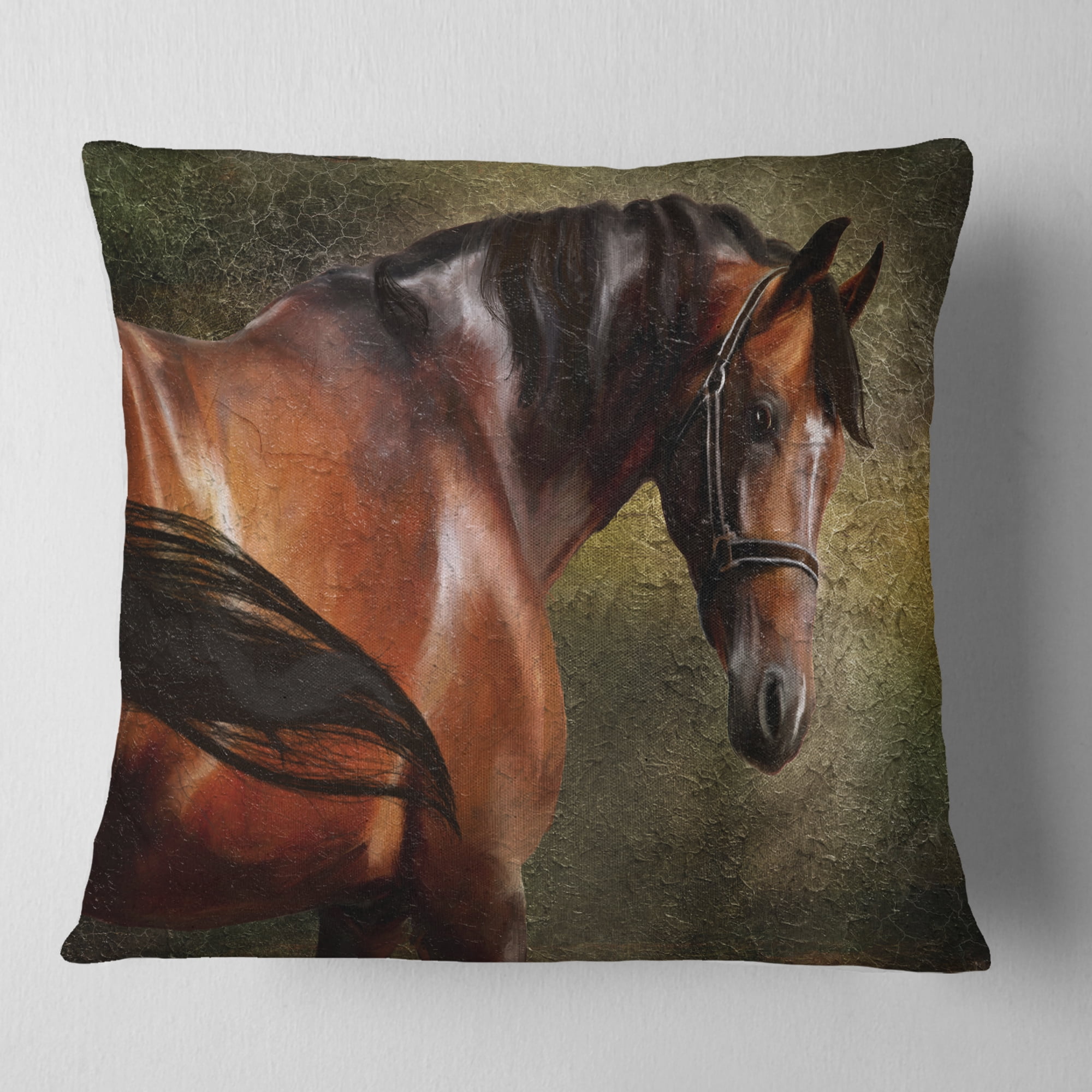 Designart The Thoroughbred - Animal Throw Pillow - 16x16