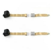 Airplane 2 Point Tan Retractable Bucket Seat Belt Kit with Bracketry & 2 Belts for 1975-1991 Ford Van