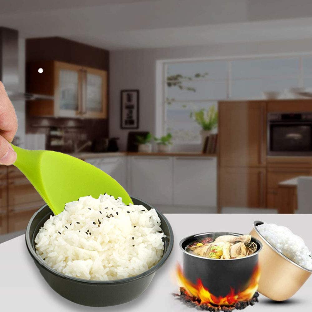 KSENDALO Silicone Rice Paddle Works for Rice/Mashed Potato or more Size: 8.86x2.68 4/Pack Premium Rice & potato Service Spoon Blue Non-stick/Eco-friendly/Heat-resistant 