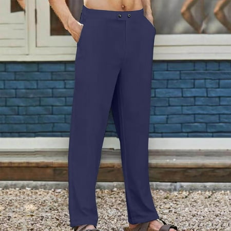 

Men s Solid Color Linen Pants Casual Loose Fit Straight Pant Lightweight Beach Yoga Trouser Big & Tall Chino Pant Fashion Hippie Regular Fit Fall Winter Outdoor Casual Long Pants