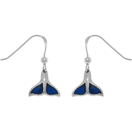 Jewelry Trends Sterling Silver Whale Tail Dangle Earrings with Paua Shell Jewelry Trends Sterling Silver Whale Tail Dangle Earrings with Paua Shell