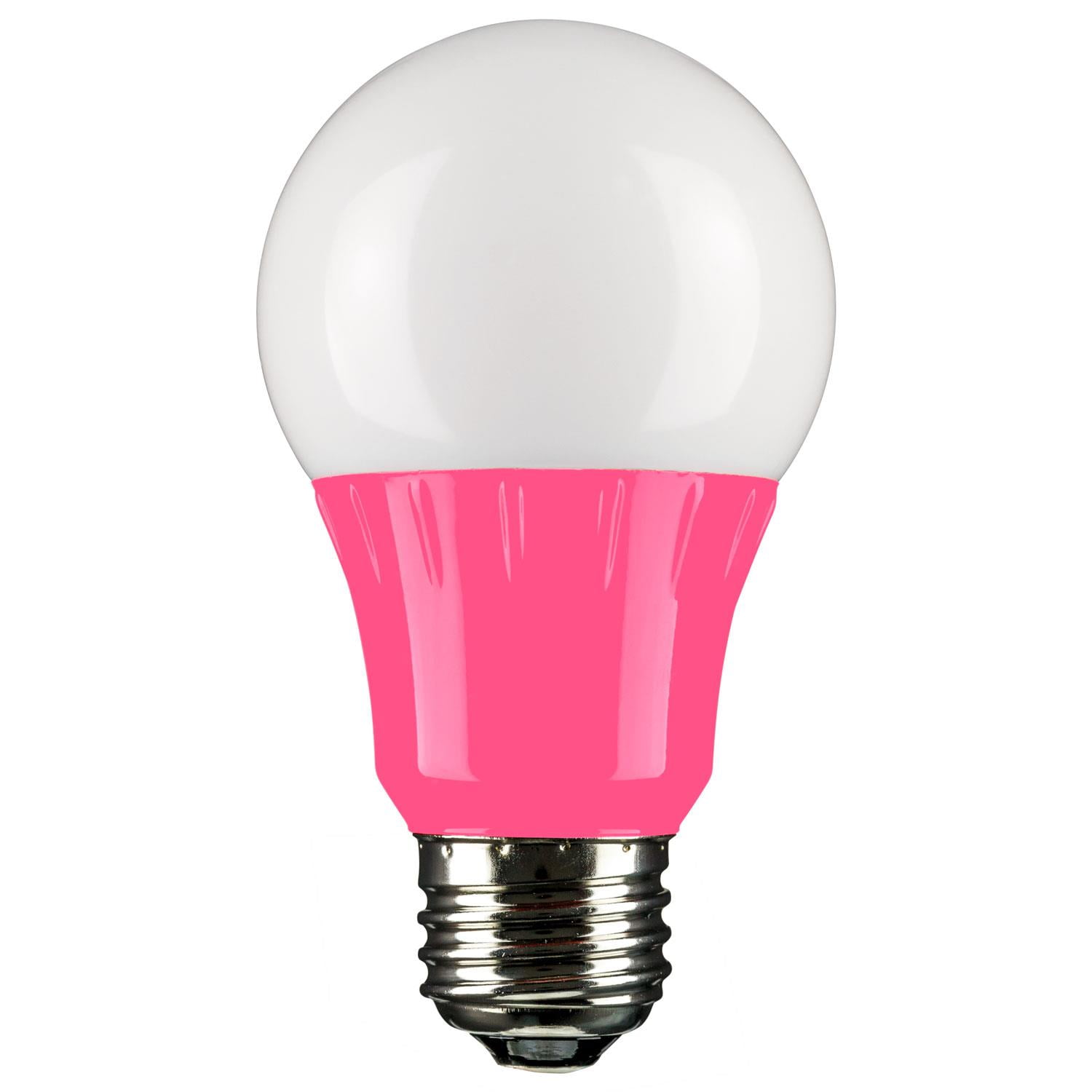 Sunlite LED A19 Colored Light Bulb, 3 Watts (25w Equivalent), E26 Medium Base, Non-Dimmable, UL Listed, Party Decoration, Holiday Lighting, Pink, 6 Pack