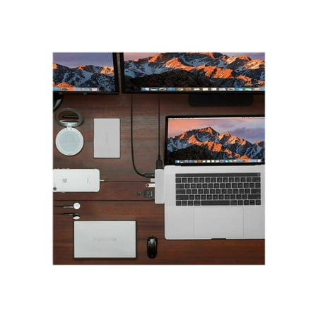 Hyper - 7-Port Universal USB-C Hub - USB-C Docking Station for Laptops - Silver