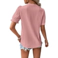 thumbnail image 5 of Franhais Women's Short Sleeve Tunic Tops Lace Accent V Neck Loose T-Shirts Dressy Blouses, 5 of 6