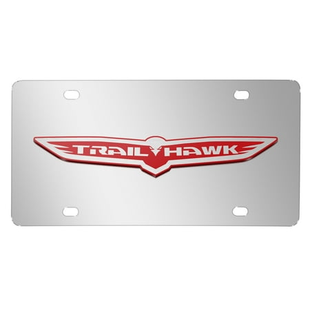 Jeep Trailhawk 3D Logo Mirror Chrome Stainless Steel License Plate