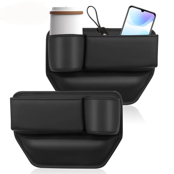 2 Piece Car Seat Gap Storage Box Set With Organizer Pocket For Convenience