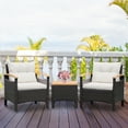 thumbnail image 1 of Gymax 3PCS Patio PE Rattan Conversation Furniture Set Bistro Set Acacia Wood Tabletop, 1 of 9