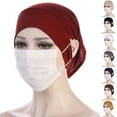 thumbnail image 6 of Women Turban Headwear Under Scarf with Ear Hole Stretch Hijabs Caps Cotton Bonnet, 6 of 8