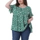 thumbnail image 1 of Blusa de peplum con volantes de cuello redondo para mujer de tallas grandes Agnes Orinda 3X blanca y verde, 1 of 6
