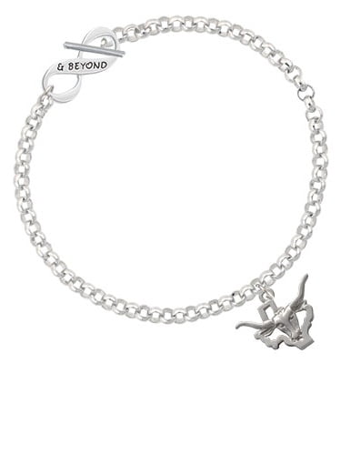 Blue Cameo Silvertone Oval 8 Friends Infinity Toggle Chain Bracelet