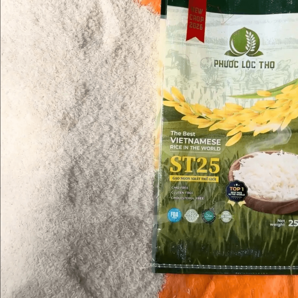 Phuoc Loc Tho ST25 Premium Vietnamese White Rice, Fragrant Long Grain, Non-GMO, Gluten Free, 10 LBS