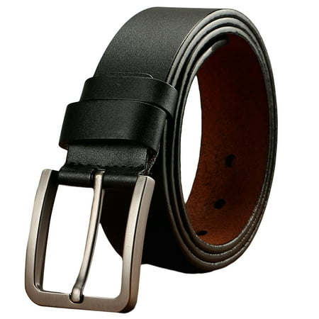 Metal Classic Belt - Men's Jean Belt Classic Metal Buckle Handcrafted Genuine Leather Belt
