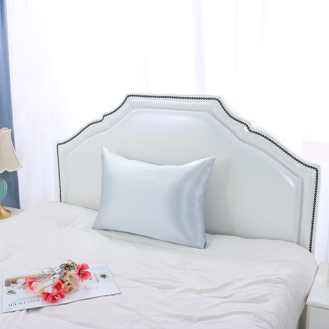 3 Pack 19 Momme Smooth Mulberry Silk Pillow Case Cover, Queen, Silver Gray