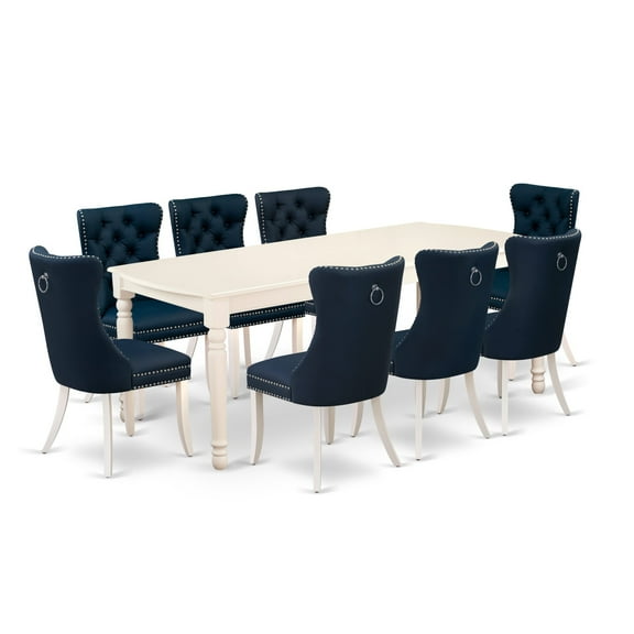 East West Furniture 9 Piece Dining Set Consists of a Rectangle Kitchen Table with Butterfly Leaf