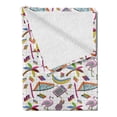 thumbnail image 2 of Flamingo Soft Flannel Fleece Blanket, Retro Vintage 80s Memphis Style Summer Elements Geometrical Natural and Colorful, Cozy Plush for Indoor and Outdoor Use, 70" x 90", Multicolor, by Ambesonne, 2 of 5