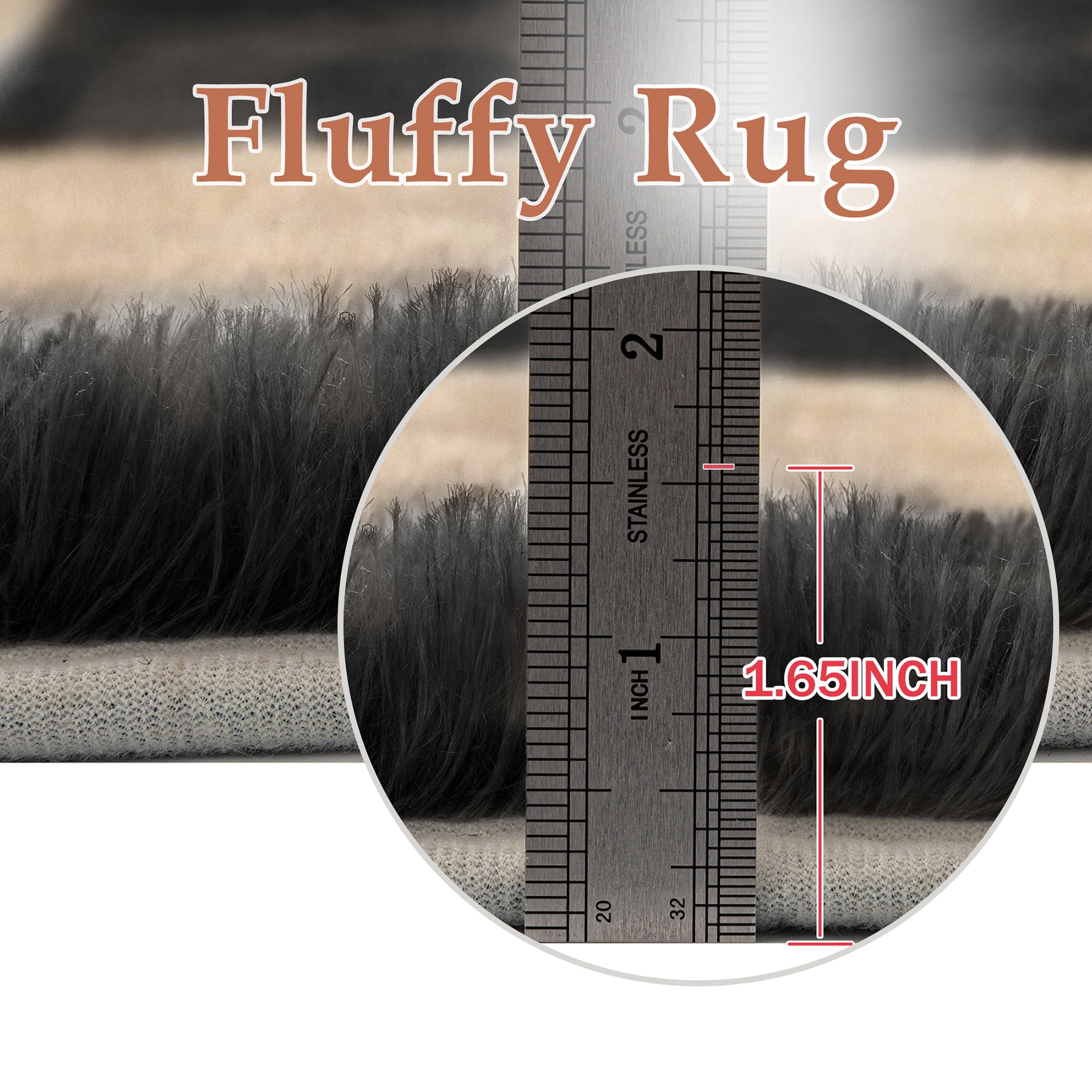 BERTHMEER 8'x10' Large Shag Area Rugs for Living Room Bedroom Dining Room Office Farmhouse Modern Checkered Contemporary Plush Soft Carpets Indoor Fuzzy Fluffy Washable Rugs, Black