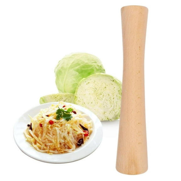 1 Pc 12" Sauerkraut Pounder,Pounder with Comfortable Grip,Solid Wood Kitchen Mallet,Masher Kitchen Tool for Garlic and Fruits,Muddler for Vegetable Fermentation (Beige)