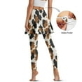 thumbnail image 3 of SCRAWLGOD Fur Cow Print Brown Black Women's Athletic Skirted Leggings Comfortable Elastic Sporty Skirt with Leggings Breathable Trendy Yoga Tennis Clothes with Pocket, L, 3 of 7