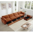 thumbnail image 5 of Newest L-Shaped 4 Seater Sectional Sofa Couch,4-seat Sofa,1 Movable Ottoman, Crescent-shaped Armrests,Wraparound Back & Armrest Cushions,Chenille Orange, 5 of 20