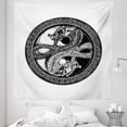 thumbnail image 1 of White Boho Tapestry, Celtic Knot Circular Embellishment Dragon Monochrome Style Hand Drawn Artwork, Fabric Wall Hanging Decor for Bedroom Living Room Dorm, 5 Sizes, Charcoal Grey, by Ambesonne, 1 of 1
