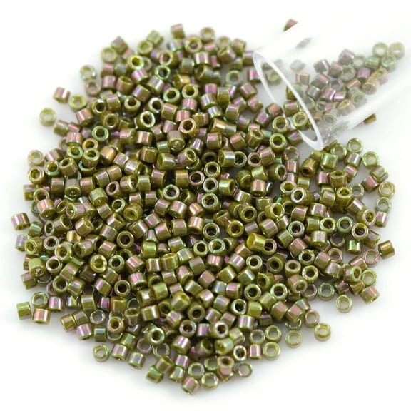 Miyuki Delica Seed Bead 11/0 Opaque Avocado Green Gold Luster AB