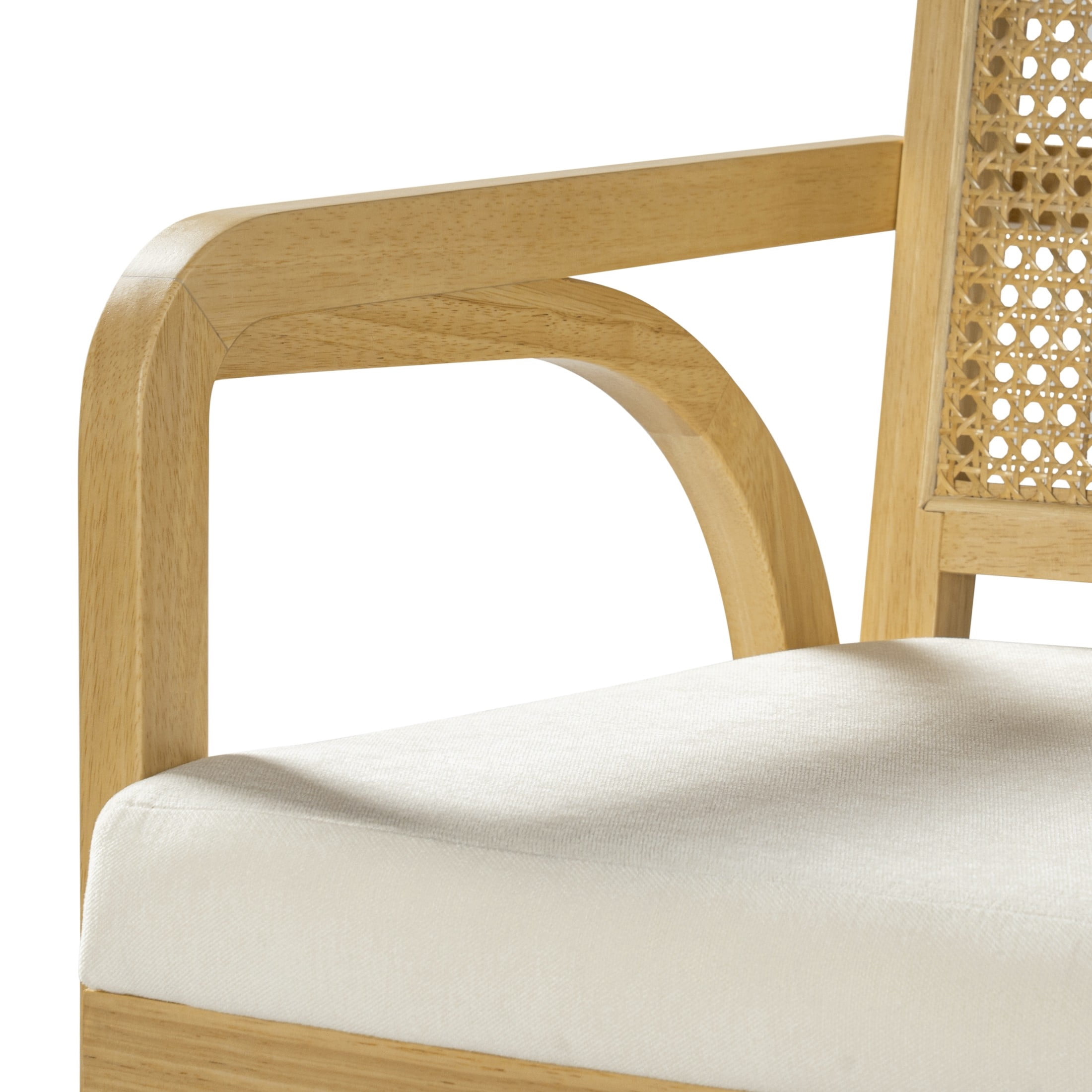 Christopher Knight Home Modern Dining Chairs, Upholstered Seats, Rattan Cane Back, Natural, Set of 6