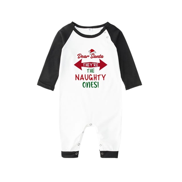 Pijamas Para La Familia Navidad Manga Larga Estampado De Letras Raglan Tops + Pantalones A Cuadros ; 3MVerde 1 Bebé