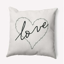 16"x16" Simply Daisy Valentines Love, Hugs & Kisses Poly Indoor/Outdoor Pillow, Black-White Qty 1
