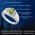 thumbnail image 2 of Gem Stone King 1.39 Cttw Green Peridot and White Created Sapphire Ring for Men in 925 Sterling Silver | Oval 8X6MM | Available in Size 9,10,11,12,13, 2 of 6