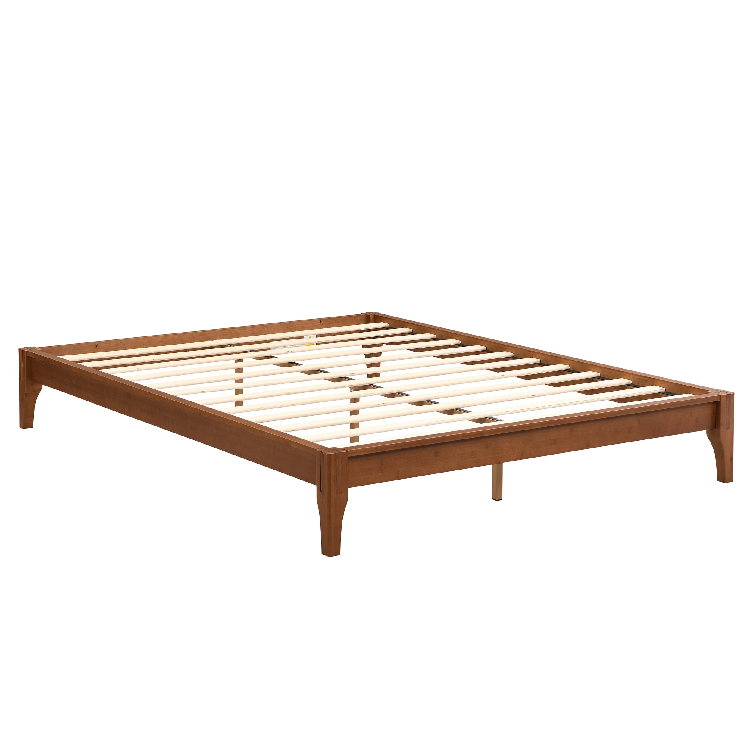 Euroco Dry Bamboo Wood Platform Bed Frame, 12 inch Height Queen Size Bed, Brown