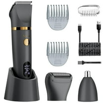 HATTEKER 3-in-1 Men's Body Hair Trimmer, Beard Trimmer, Nose Hair Trimmer, Hair Clipper Multigrooming Set with Attachments Waterproof LED Display