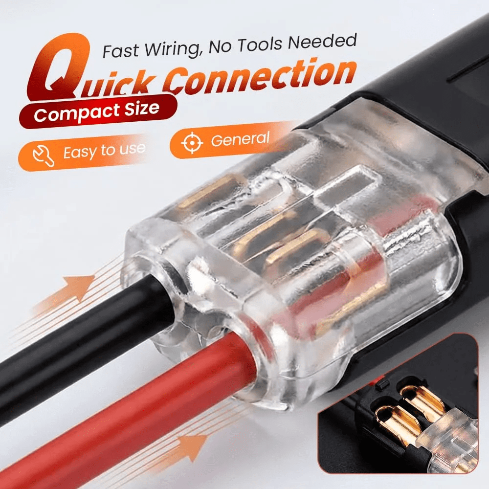 100PCS Double-wire Plug-in Connector with Locking Buckle, Quick Connect Plug for LED Light Strip,No Wire-Stripping Needed
