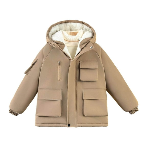Gaexia Boys Winter Lined Thermal Jacket Windproof Cold Weather Thickened Outerwear For Youth Toddler
