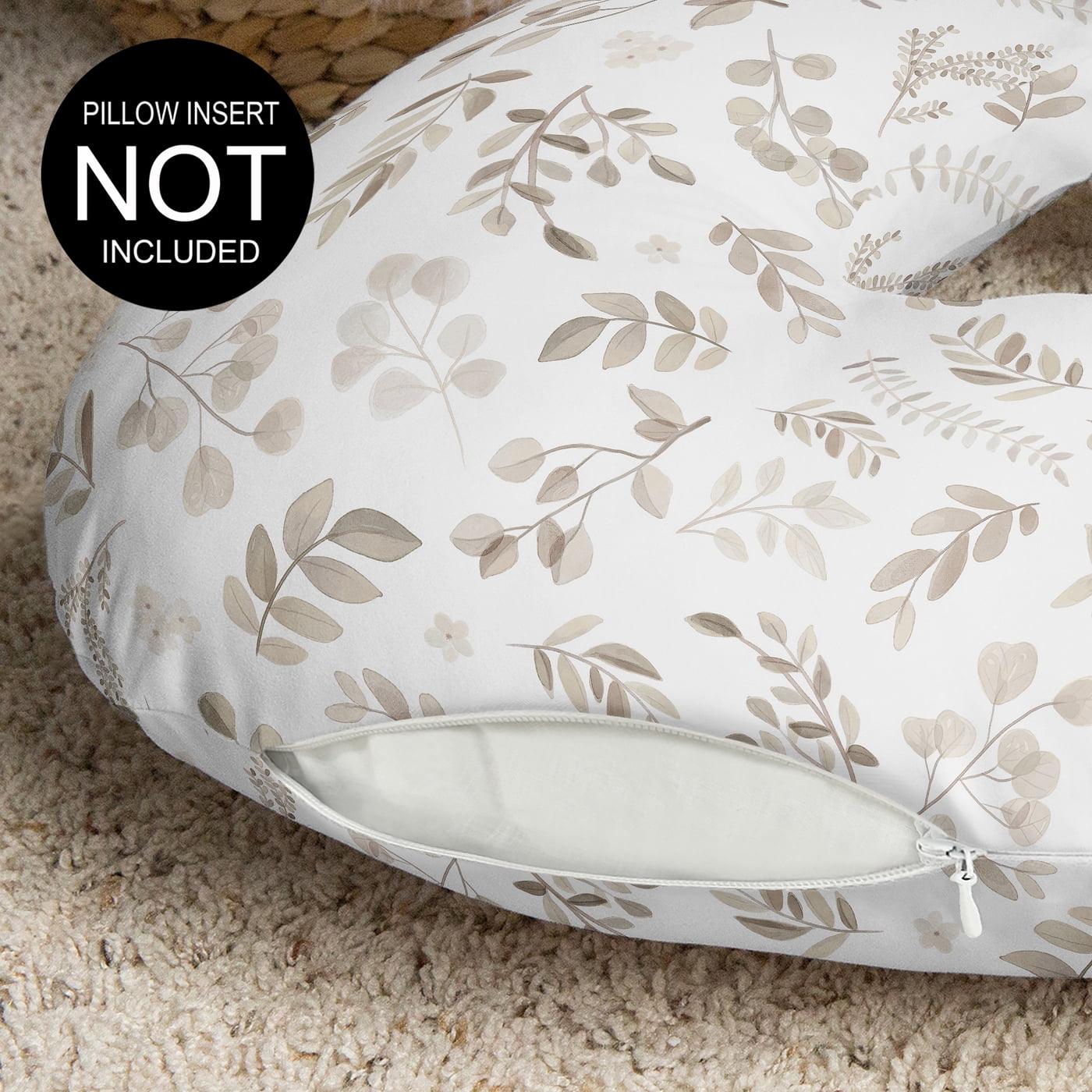 Sweet Jojo Designs Botanical Beige and Taupe Nursing Pillow Cover Case (Pillow Not Included) (Pillow NOT Included)