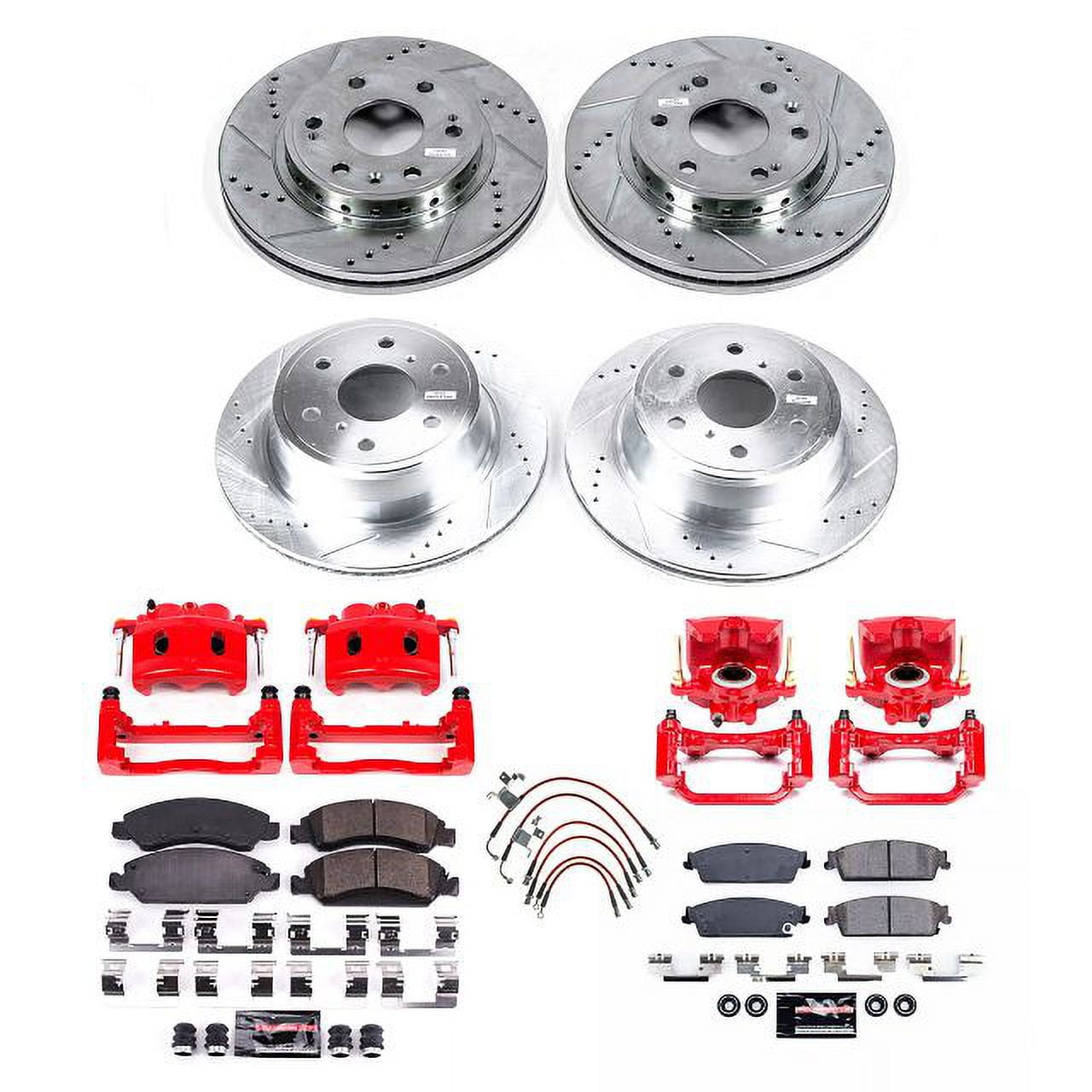 Power Stop Front and Rear Z23 Evolution Sport Brake Pad and Rotor Caliper and Hose Kit KCH11282