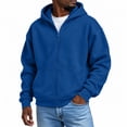 thumbnail image 2 of Hearthz Zipper Hoodies for Men Royal Blue Long Sleeve Drop Shoulder Sweatshirt for Men Oversized Y2k Trendy Streetwear Zipper Mens Sweatshirts Hoodies, 2 of 6