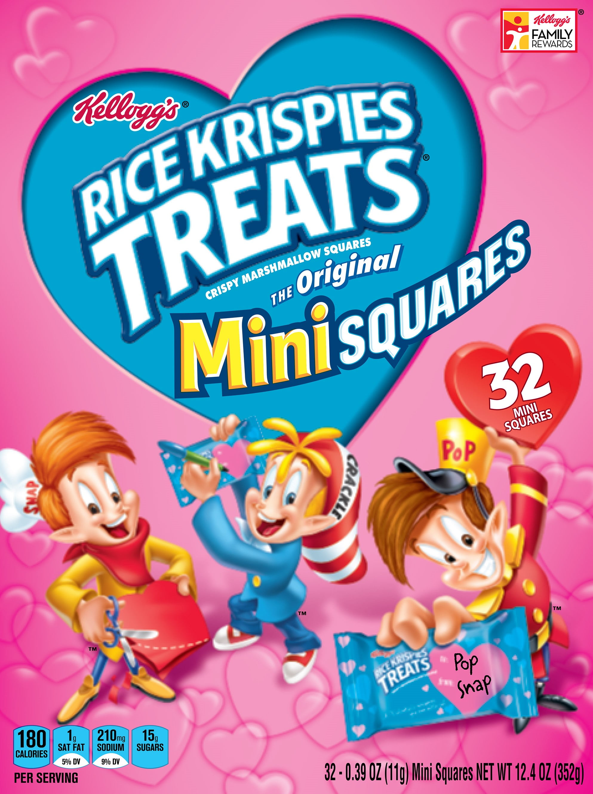 Kellogg's Valentine Rice Krispies Treats Mini Squares, 32 Ct, 12.4 Oz ...
