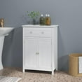 thumbnail image 2 of LOKO Bathroom Floor Cabinet, Kitchen Storage Cabinet with 1 Drawer, 2 Doors & 3-Position Adjustable Shelf, 2-Door Floor Storage Cabinet for Bathroom, Living Room, Entryway (White), 2 of 18