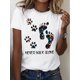 thumbnail image 1 of Playera Deportiva Manga Corta Mujer Dry-FitWomen'S Casual Crew Neck T-Shirt, Polyester Knit Fabric, Regular Length, with Dog Paw & Footprint Print, for All SeasonsFather's Day, Mother's Day, New Yea, 1 of 8
