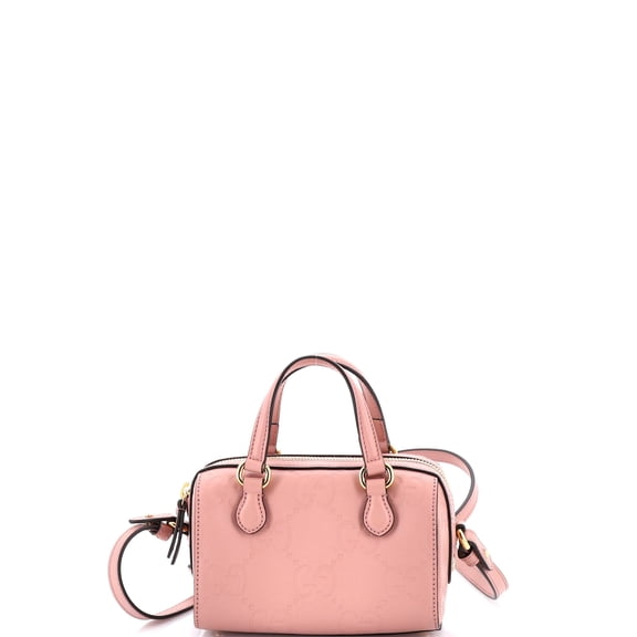Pre-Owned Convertible Boston Bag Jumbo GG Embossed Leather Super Mini By Rebag