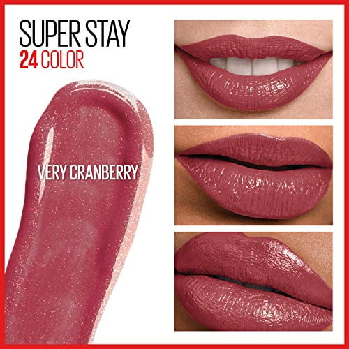 Maybelline Super Stay 24, 2-Step Liquid Lipstick, Long Lasting Highly  Pigmented Color with Moisturizing Balm, Very Cranberry, Ruby Red, 1 oz