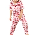 thumbnail image 3 of Christmas Family Pajamas Set Deer Snowflake Print Long Sleeve Lapel Neck Tops+Trousers, 3 of 10