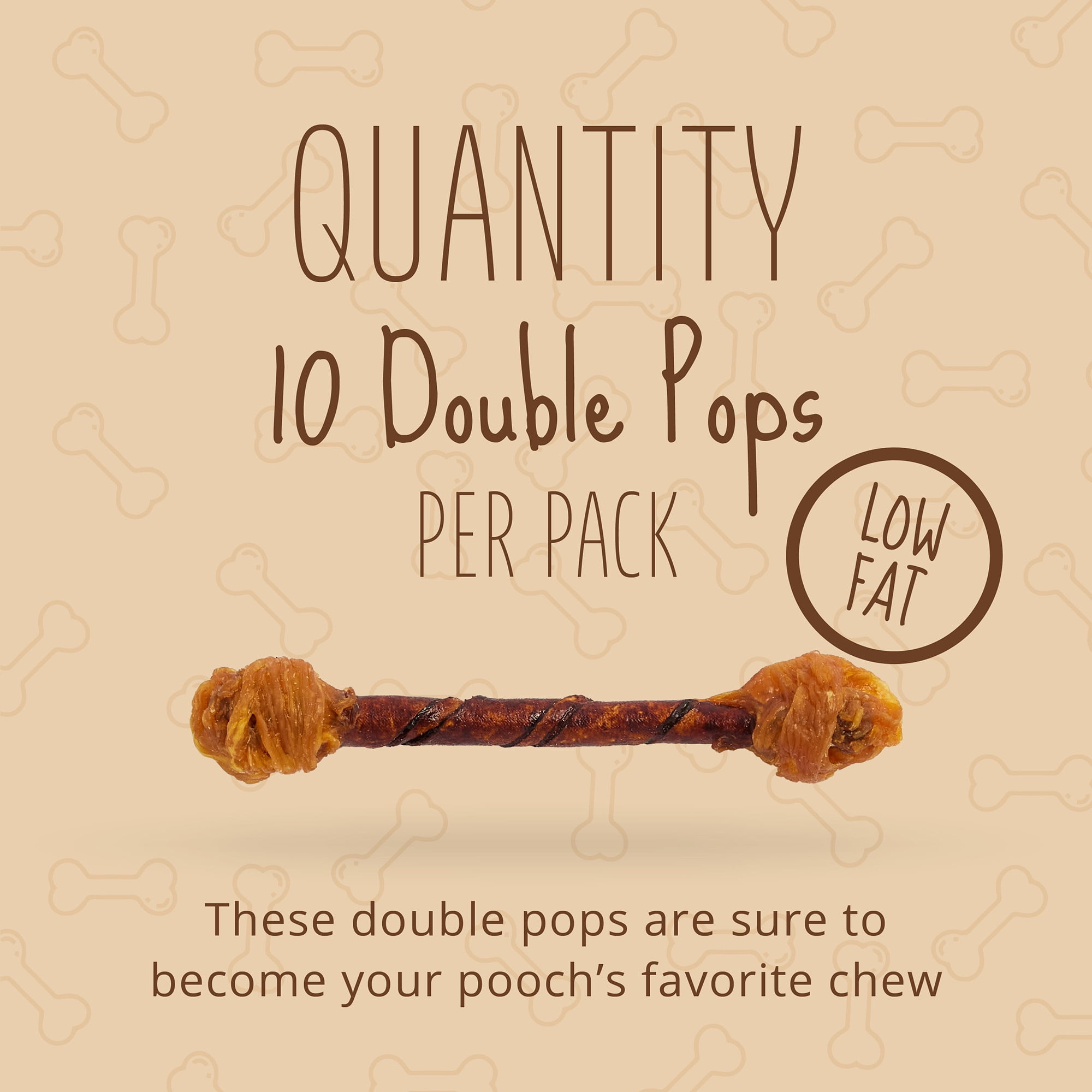 Better Belly Double Pops with Real Chicken and Peanut Butter, Highly Digestible Rawhide, 10 Count