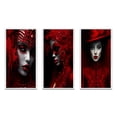 thumbnail image 2 of Designart "Vintage Mystery Scarlet Beauty" Fashion Woman Framed Wall Art Set Of 3 - Red Glam Frame Gallery Wall Set For Home Decor, 2 of 6
