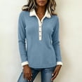 thumbnail image 6 of GUACER Sherpa Collared Tops for Women Long Sleeve Ribbed Knit Pullover Fuzzy Trim Button Up Sweaters Fall Winter Thermal, 6 of 8